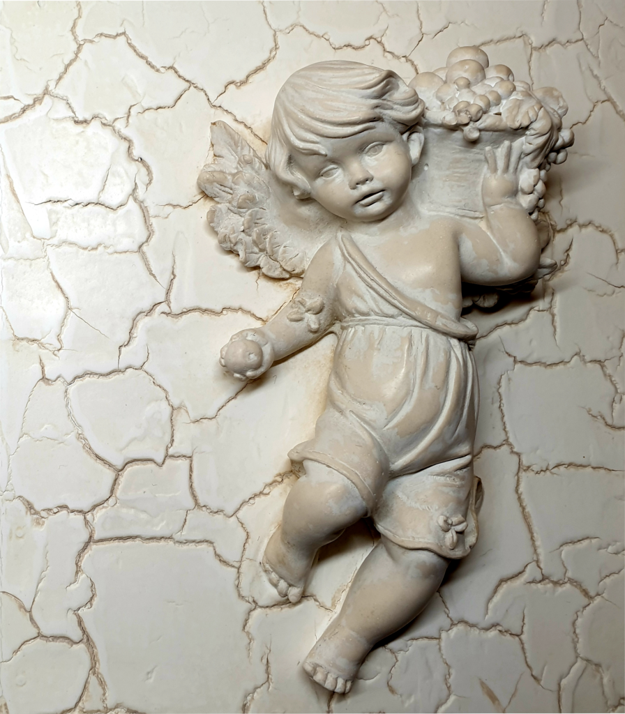 Cauciuc siliconic pentru turnare marmura lichida 15 Placa decorativa cu ingeras, realizata din piatra lichida si turnata in matrita din cauciuc siliconic A30